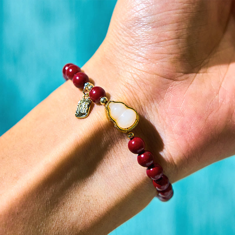 Pulsera con amuleto de bendición con Buddha Stones y calabaza cinabrio
