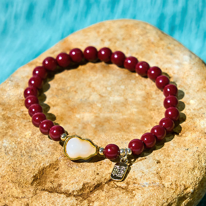 Pulsera con amuleto de bendición con Buddha Stones y calabaza cinabrio