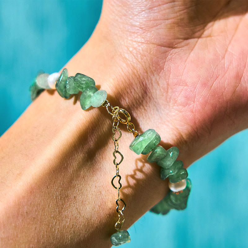 Pulsera curativa con flores de cristal Super Seven y cuarzo fresa natural y cuarzo fresa verde de Buddha Stones