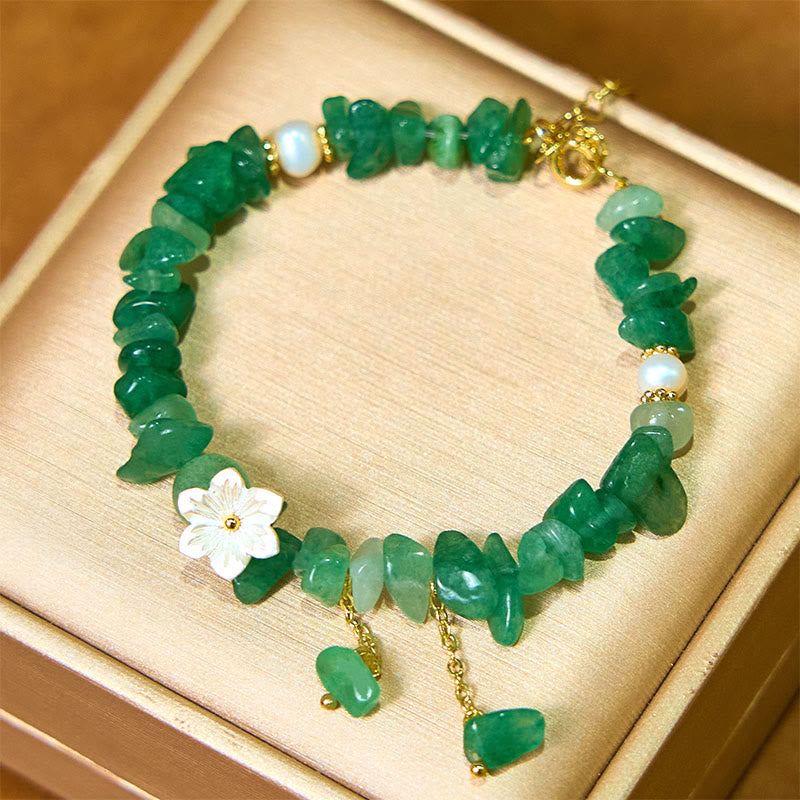Pulsera curativa con flores de cristal Super Seven y cuarzo fresa natural y cuarzo fresa verde de Buddha Stones