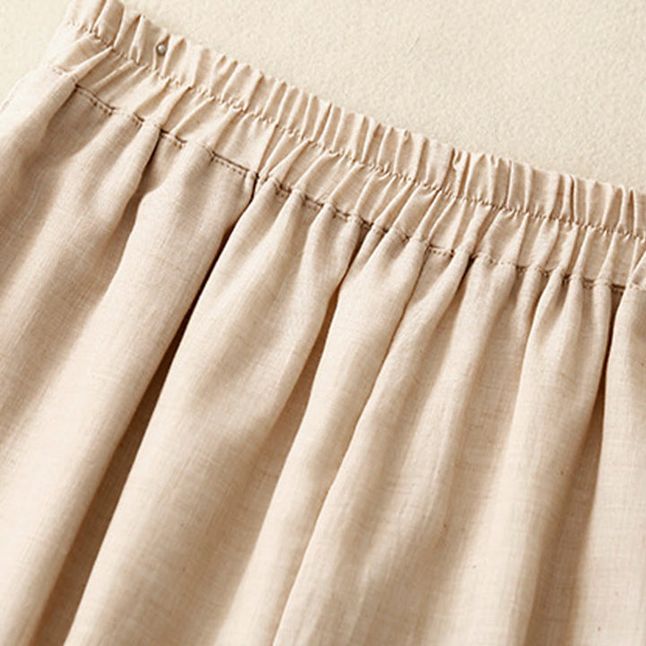 Pantalones anchos de algodón y lino con botones de rana china de color liso para mujer con Buddha Stones - image 11