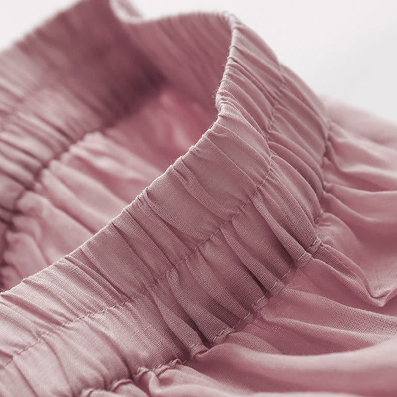 Pantalones anchos de lino y algodón de doble capa con bordado de Buddha Stones para mujer, con bolsillos - image 10