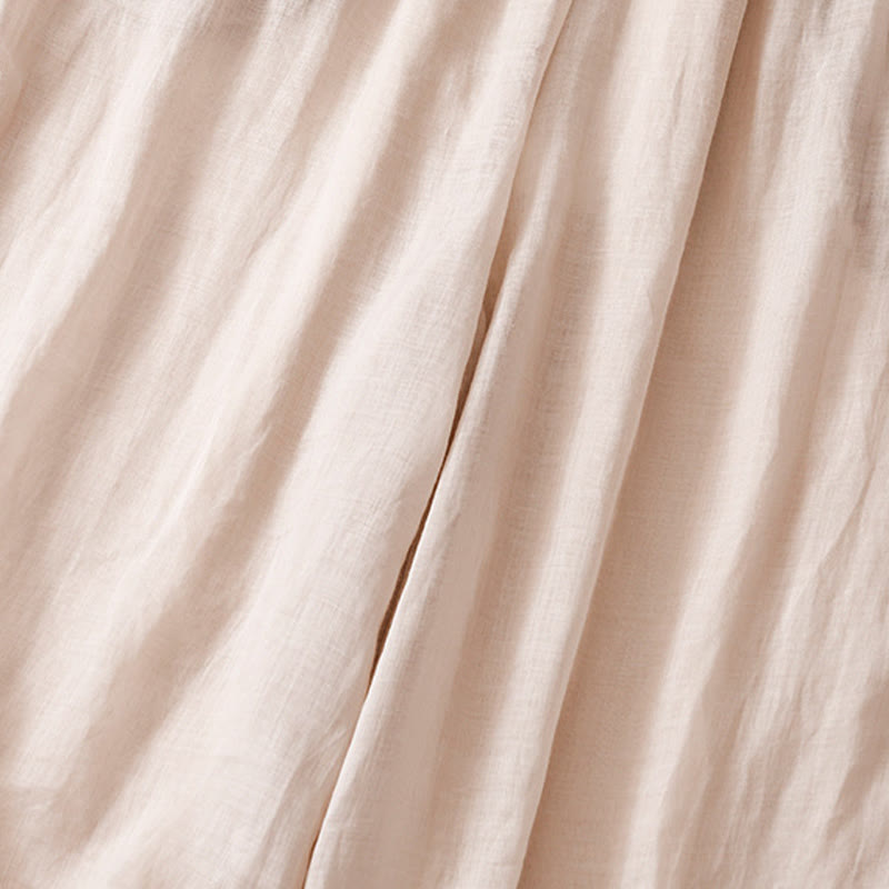 Pantalones anchos de lino y algodón de doble capa con bordado de Buddha Stones para mujer, con bolsillos - image 21