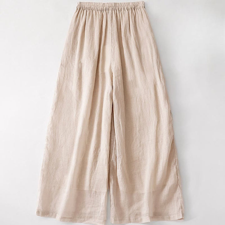 Pantalones anchos de lino y algodón de doble capa con bordado de Buddha Stones para mujer, con bolsillos - image 17