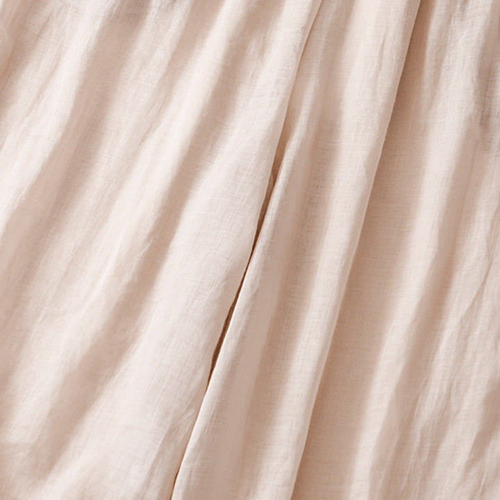 Pantalones anchos de lino y algodón de doble capa con bordado de Buddha Stones para mujer, con bolsillos - image 21