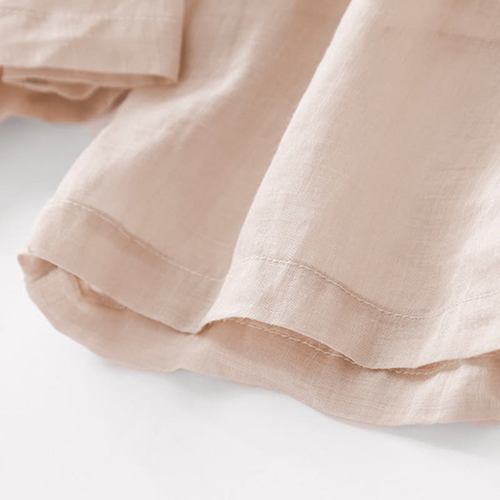 Pantalones anchos de lino y algodón de doble capa con bordado de Buddha Stones para mujer, con bolsillos - image 23