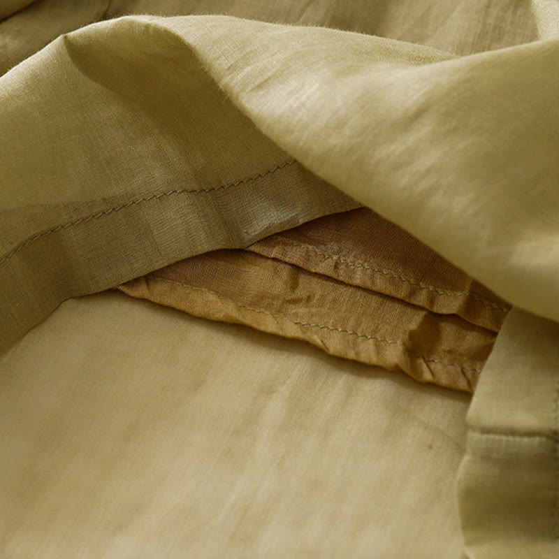 Pantalones anchos de lino y algodón de doble capa con bordado de Buddha Stones para mujer, con bolsillos - image 4