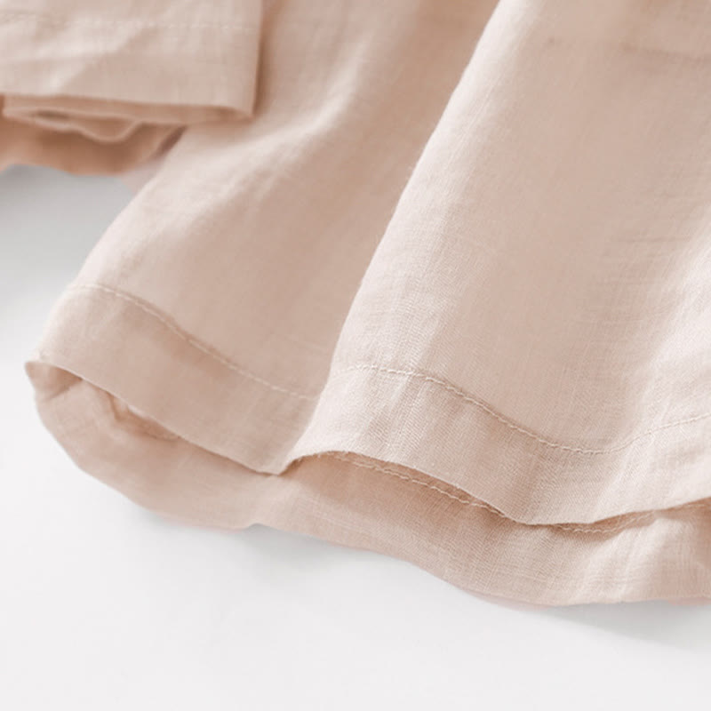 Pantalones anchos de lino y algodón de doble capa con bordado de Buddha Stones para mujer, con bolsillos - image 23