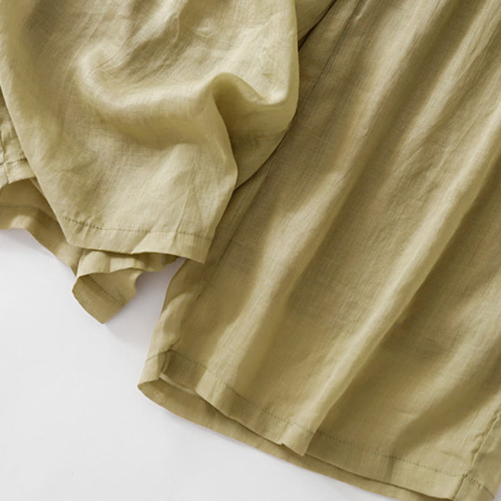 Pantalones anchos de lino y algodón de doble capa con bordado de Buddha Stones para mujer, con bolsillos - image 6