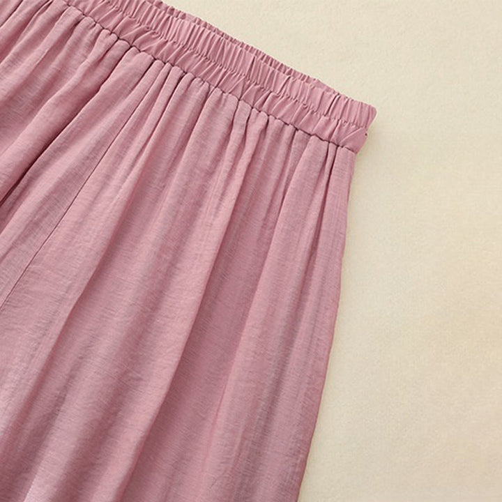 Pantalones de pierna ancha para mujer con bordado artístico de Buddha Stones, flores, doble capa, botones chinos y abertura. - image 1