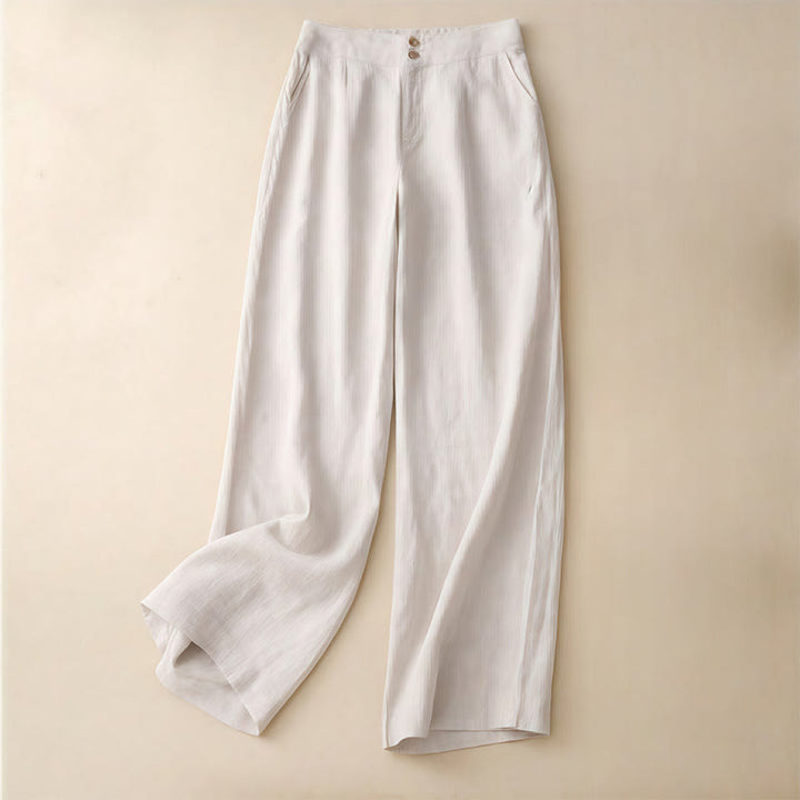 Pantalones de lino de pierna ancha para mujer con bolsillos, diseño sencillo y cremallera, estampado Buddha Stones, ideales para el verano. - Lino - US8-10，UK/AU12-14，EU40-42 (2XL) - image 10