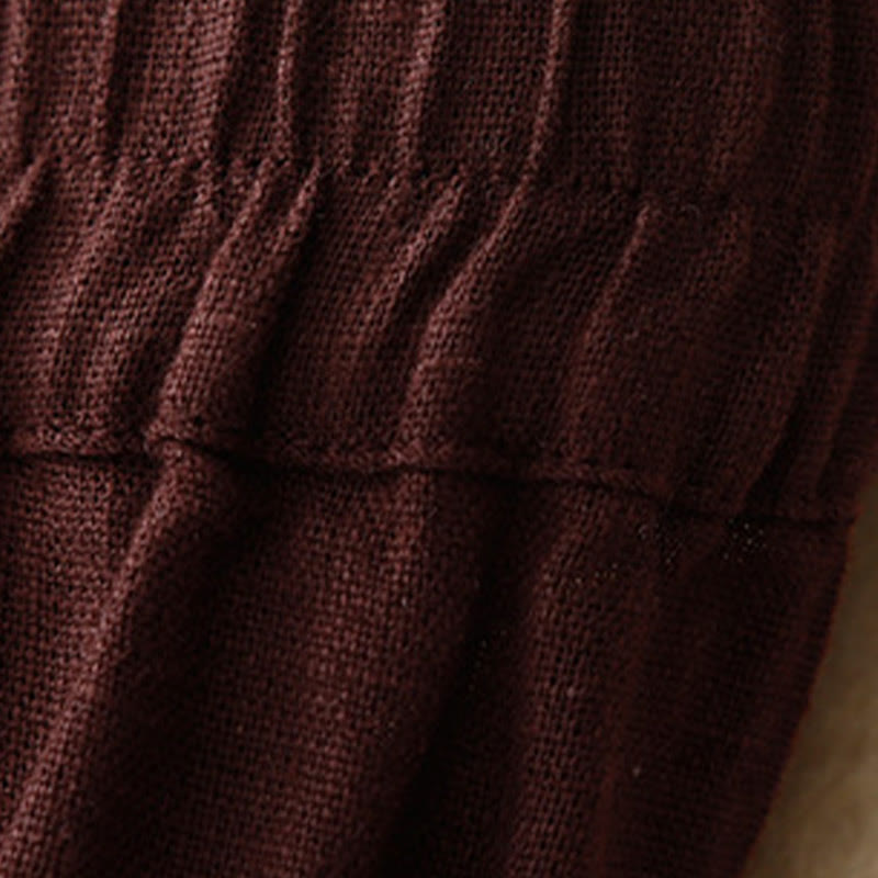 Pantalones anchos de lino con diseño sencillo e informal de verano para mujer con bolsillos con cremallera de Buddha Stones - image 28