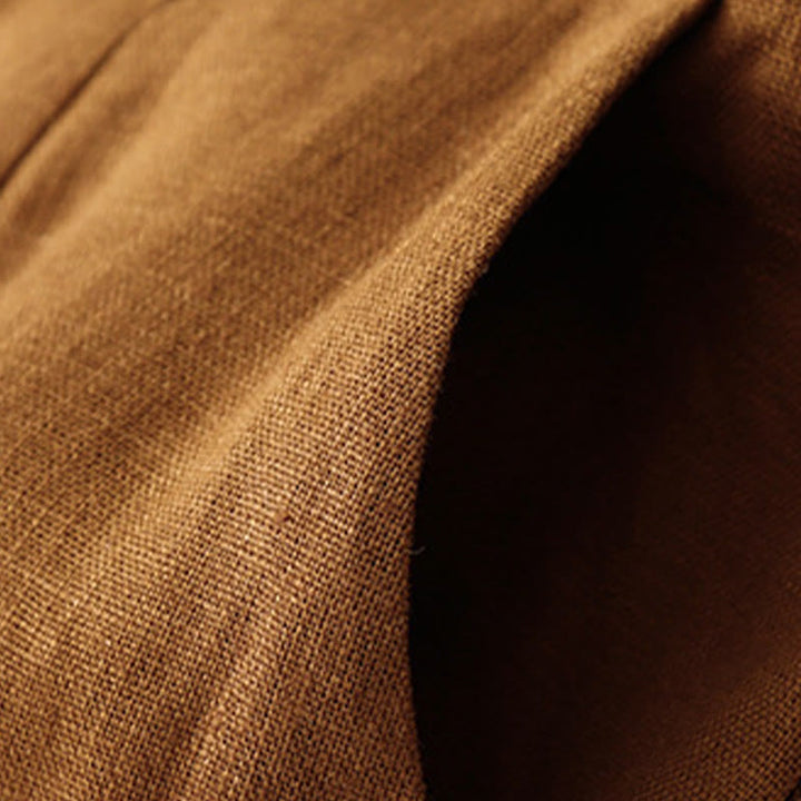 Pantalones anchos de lino con diseño sencillo e informal de verano para mujer con bolsillos con cremallera de Buddha Stones - image 34