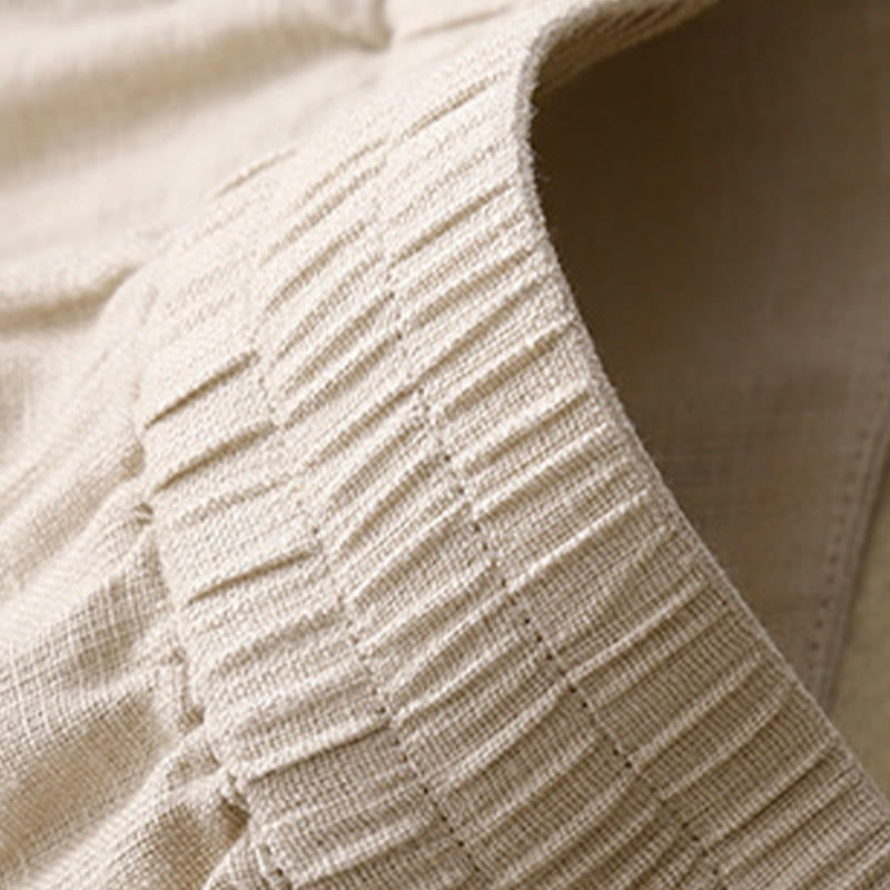 Pantalones anchos de lino con diseño sencillo e informal de verano para mujer con bolsillos con cremallera de Buddha Stones - image 46