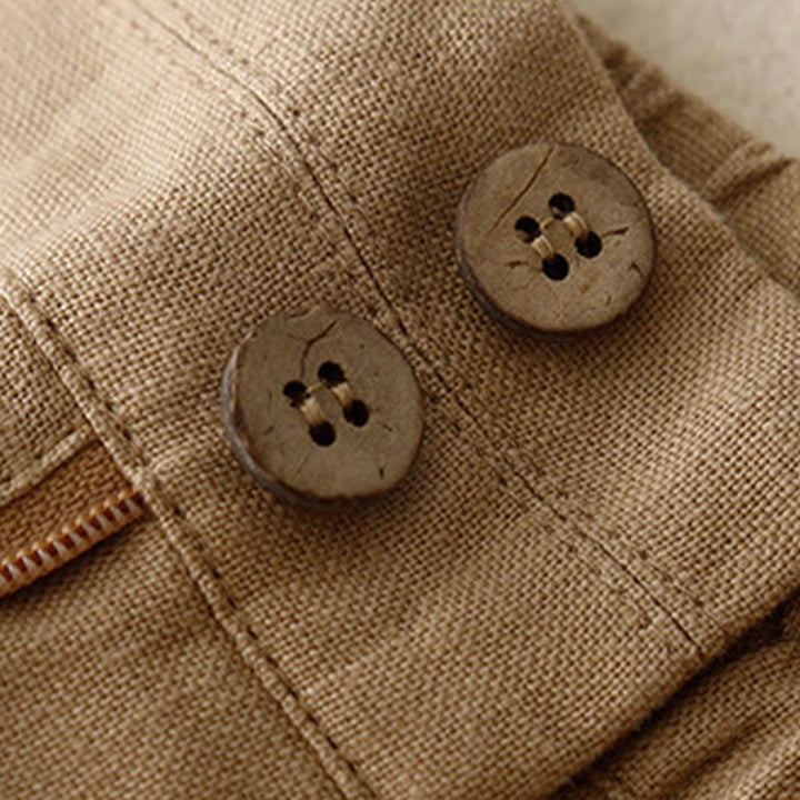 Pantalones anchos de lino con diseño sencillo e informal de verano para mujer con bolsillos con cremallera de Buddha Stones - image 39