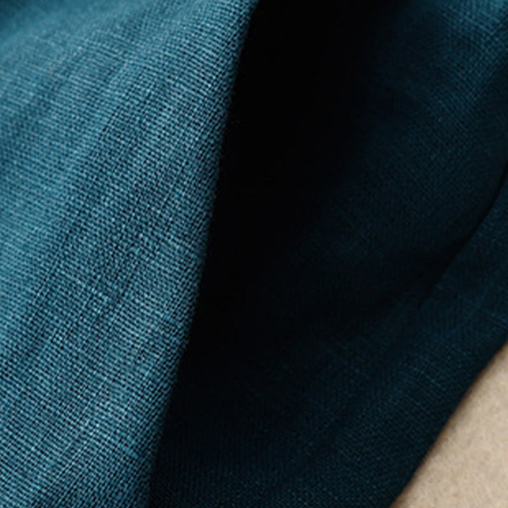 Pantalones anchos de lino con diseño sencillo e informal de verano para mujer con bolsillos con cremallera de Buddha Stones - image 3