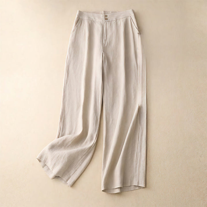 Pantalones de mujer de pierna ancha con bolsillos, diseño sencillo y cremallera, estilo casual de verano, con estampado de Buddha Stones. - Beige - US8-10，UK/AU12-14，EU40-42 (2XL) - image 42