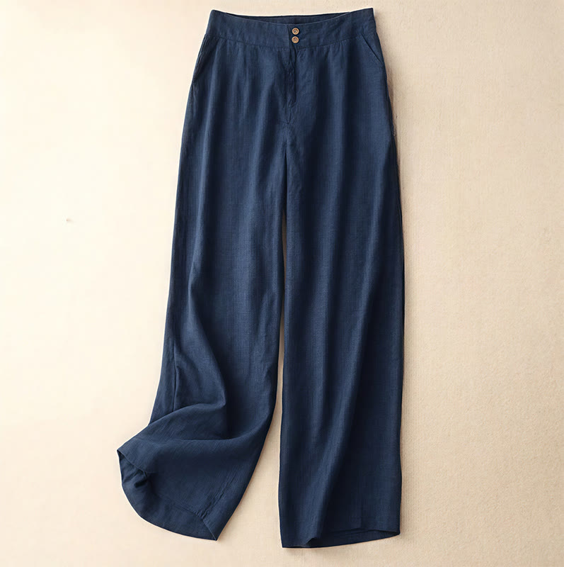 Pantalones de mujer de pierna ancha con bolsillos, diseño sencillo y cremallera, estilo casual de verano, con estampado de Buddha Stones. - Marina de guerra - US8-10，UK/AU12-14，EU40-42 (2XL) - image 55