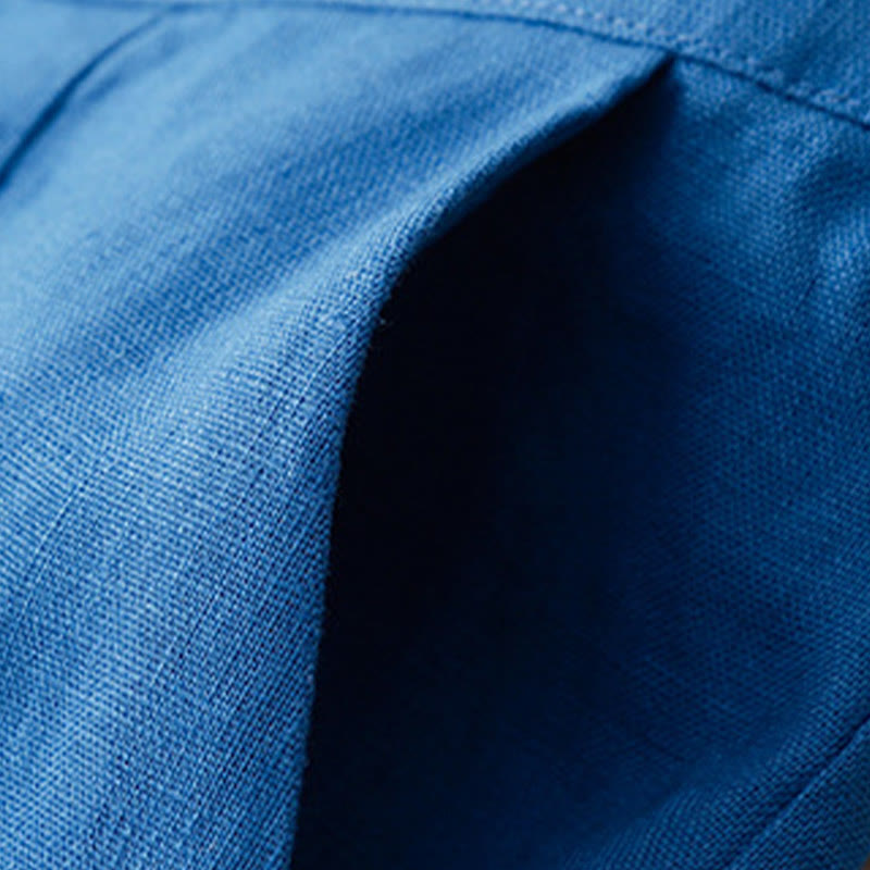 Pantalones anchos de lino con diseño sencillo e informal de verano para mujer con bolsillos con cremallera de Buddha Stones - image 19