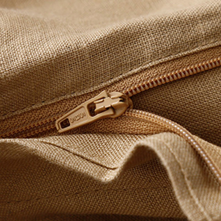 Pantalones anchos de lino con diseño sencillo e informal de verano para mujer con bolsillos con cremallera de Buddha Stones - image 41