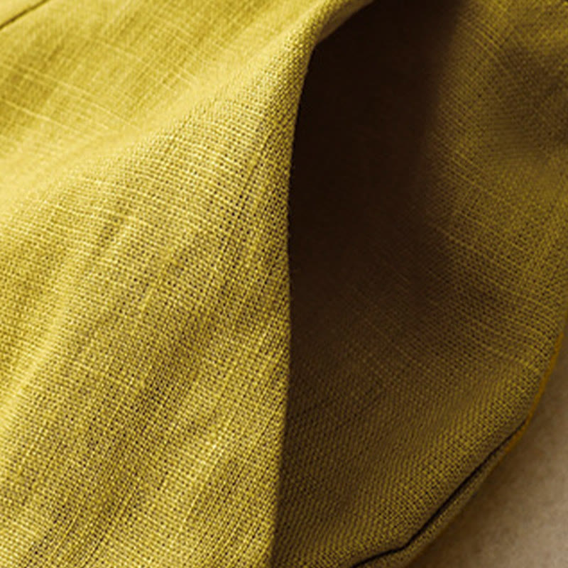 Pantalones anchos de lino con diseño sencillo e informal de verano para mujer con bolsillos con cremallera de Buddha Stones - image 53