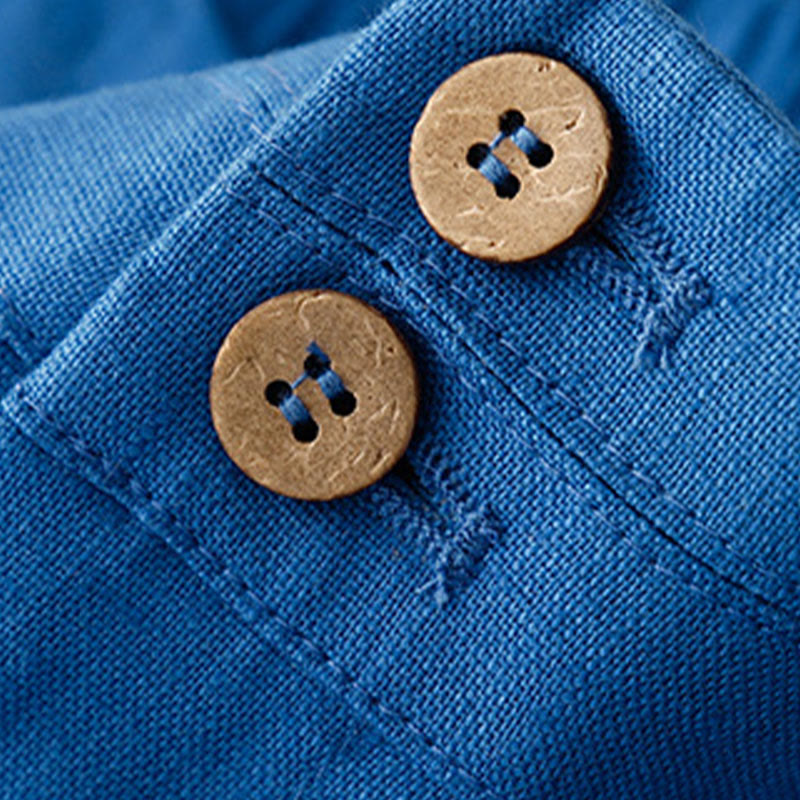 Pantalones anchos de lino con diseño sencillo e informal de verano para mujer con bolsillos con cremallera de Buddha Stones - image 18