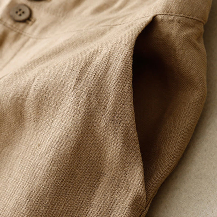 Pantalones anchos de lino con diseño sencillo e informal de verano para mujer con bolsillos con cremallera de Buddha Stones - image 40