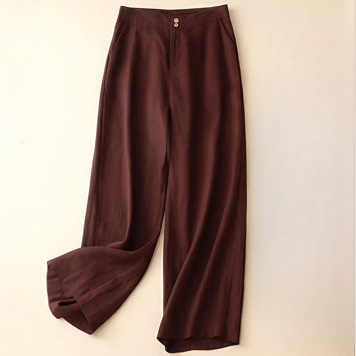 Pantalones de mujer de pierna ancha con bolsillos, diseño sencillo y cremallera, estilo casual de verano, con estampado de Buddha Stones. - Marrón - US8-10，UK/AU12-14，EU40-42 (2XL) - image 26