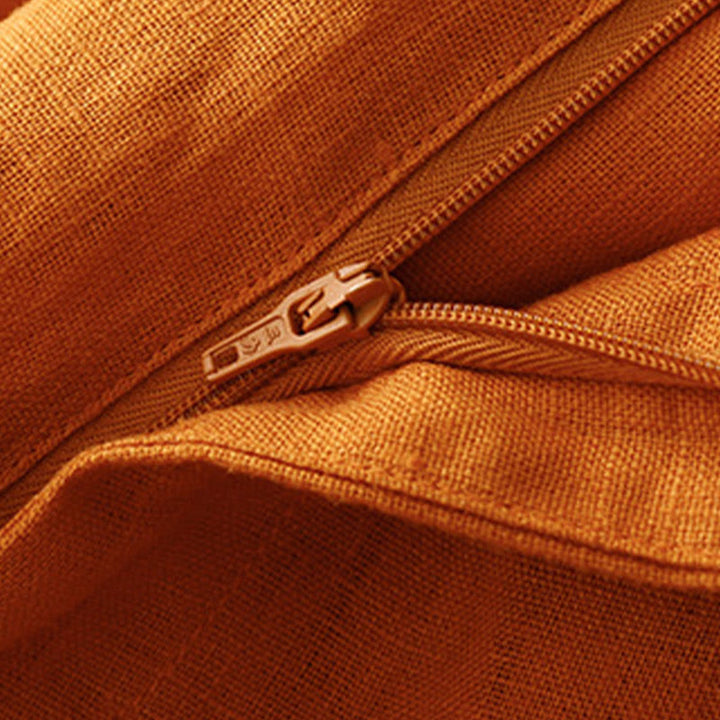 Pantalones anchos de lino con diseño sencillo e informal de verano para mujer con bolsillos con cremallera de Buddha Stones - image 24