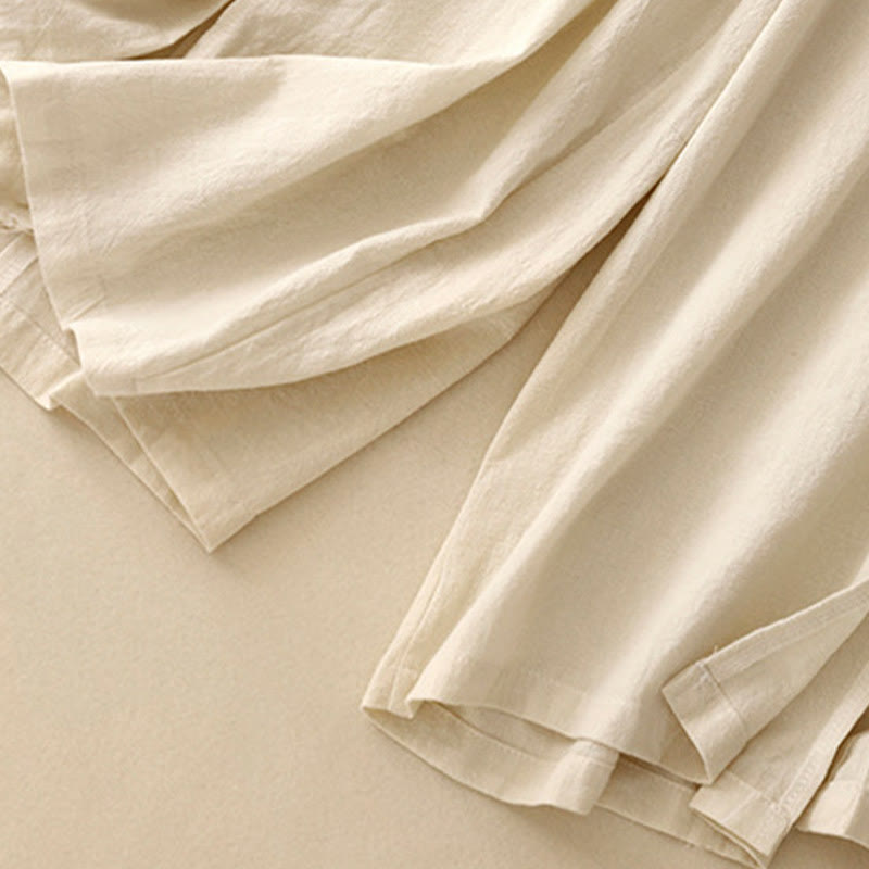 Pantalones de lino y algodón con diseño sencillo e informal de Buddha Stones para mujer, con bolsillos y abertura en la pierna ancha. - image 12