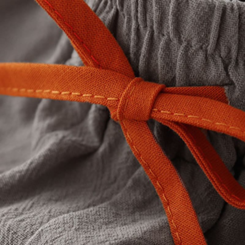 Pantalones de lino y algodón con diseño sencillo e informal de Buddha Stones para mujer, con bolsillos y abertura en la pierna ancha. - image 17