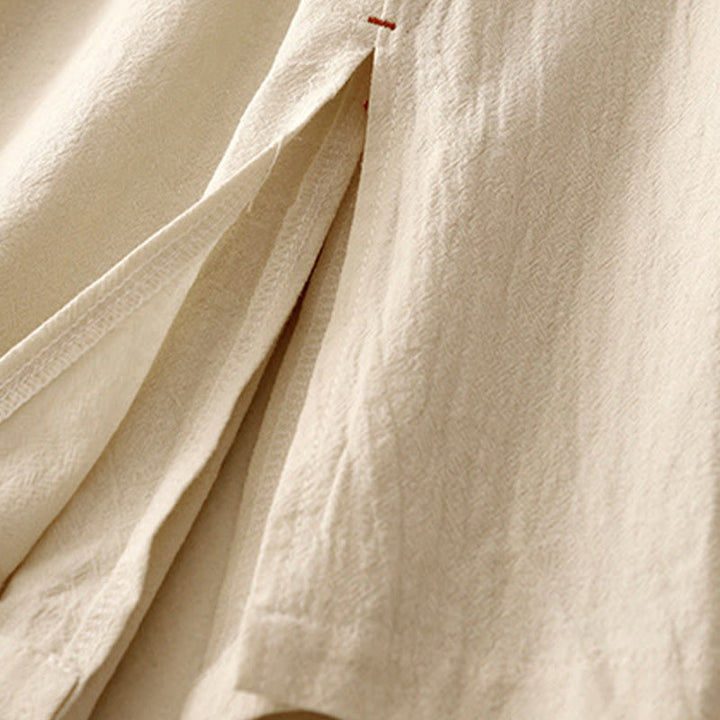 Pantalones de lino y algodón con diseño sencillo e informal de Buddha Stones para mujer, con bolsillos y abertura en la pierna ancha. - image 13