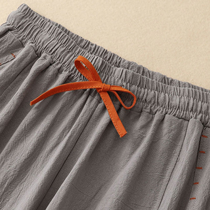 Pantalones de lino y algodón con diseño sencillo e informal de Buddha Stones para mujer, con bolsillos y abertura en la pierna ancha. - image 16