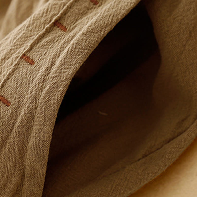 Pantalones de lino y algodón con diseño sencillo e informal de Buddha Stones para mujer, con bolsillos y abertura en la pierna ancha. - image 3