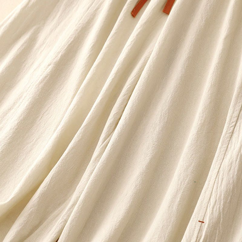 Pantalones de lino y algodón con diseño sencillo e informal de Buddha Stones para mujer, con bolsillos y abertura en la pierna ancha. - image 10