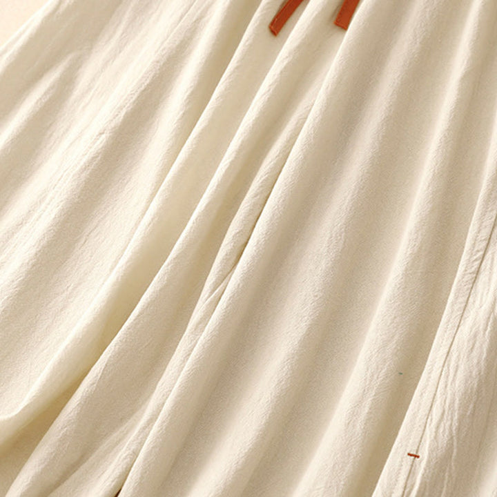 Pantalones de lino y algodón con diseño sencillo e informal de Buddha Stones para mujer, con bolsillos y abertura en la pierna ancha. - image 10