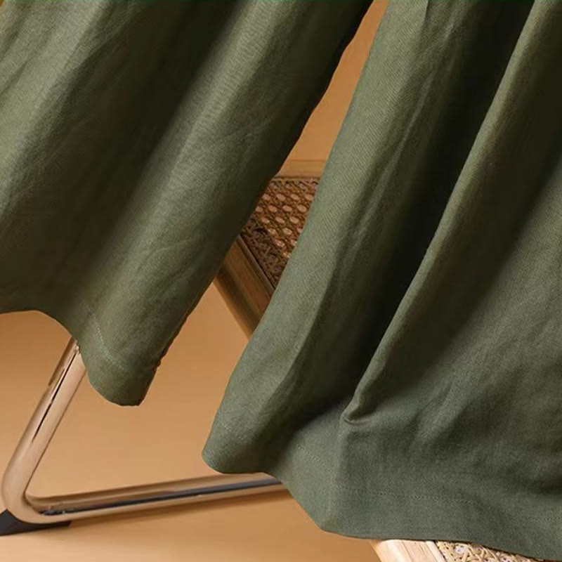 Pantalones anchos de algodón y lino para mujer, de Buddha Stones, informales, de verano, de color puro, de longitud 7-8 - image 6