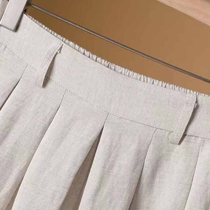 Pantalones anchos de algodón y lino para mujer, de Buddha Stones, informales, de verano, de color puro, de longitud 7-8 - image 9