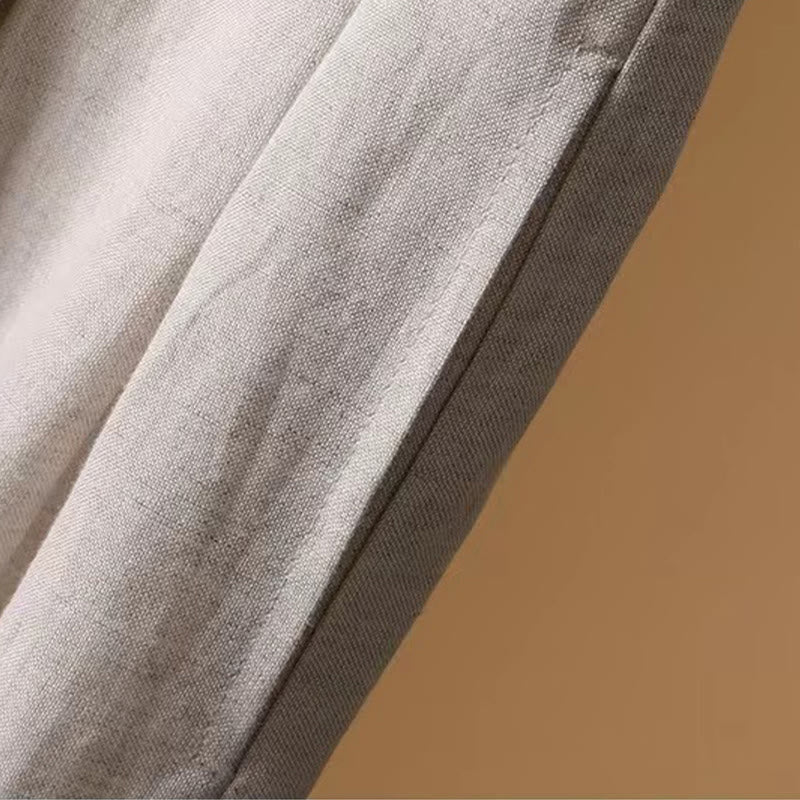 Pantalones anchos de algodón y lino para mujer, de Buddha Stones, informales, de verano, de color puro, de longitud 7-8 - image 22