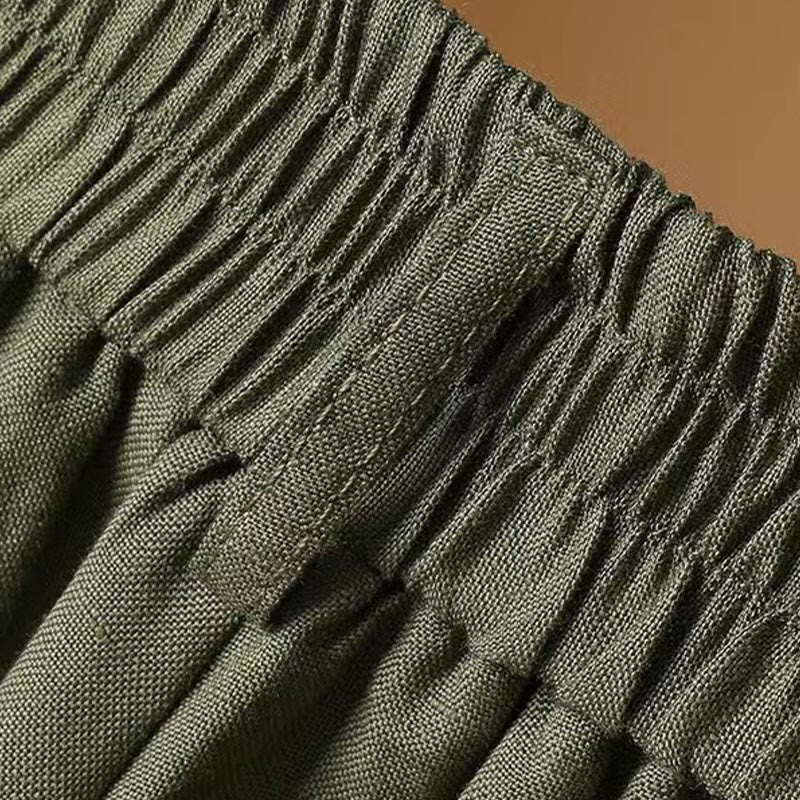 Pantalones anchos de algodón y lino para mujer, de Buddha Stones, informales, de verano, de color puro, de longitud 7-8 - image 3