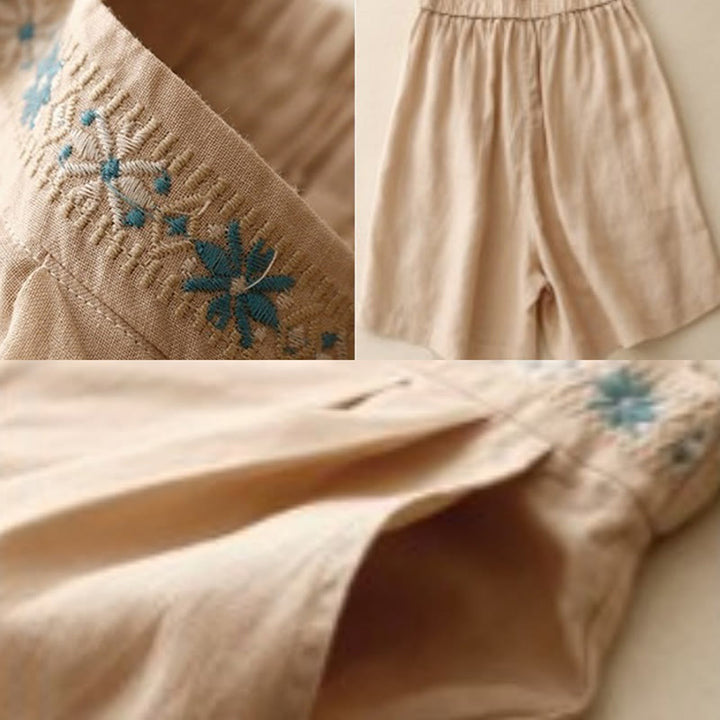 Pantalones cortos de poliéster para mujer con estampado de Buddha Stones, bordado floral, pliegues, cremallera y bolsillos. - image 25