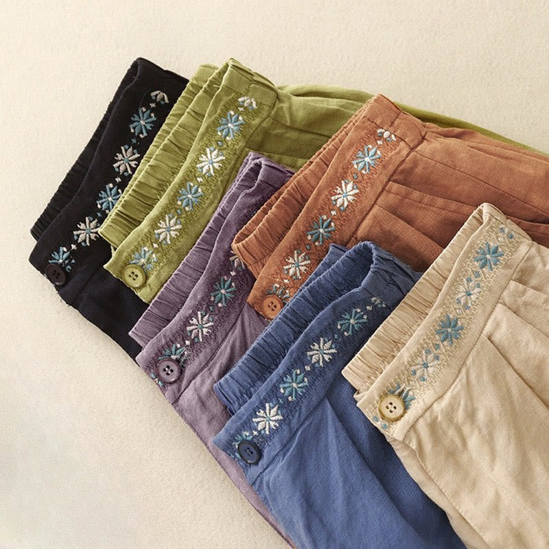 Pantalones cortos de poliéster para mujer con estampado de Buddha Stones, bordado floral, pliegues, cremallera y bolsillos. - image 28