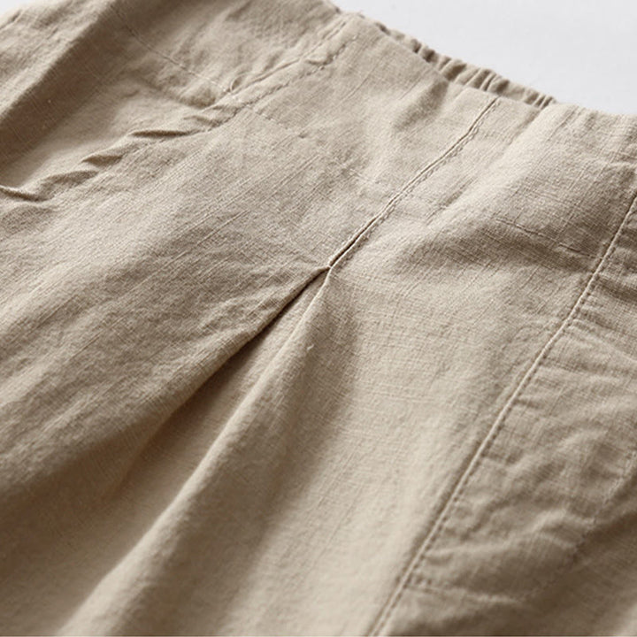 Pantalones cortos informales de verano con estampado de Buddha Stones , de algodón y lino, con bolsillos para mujer