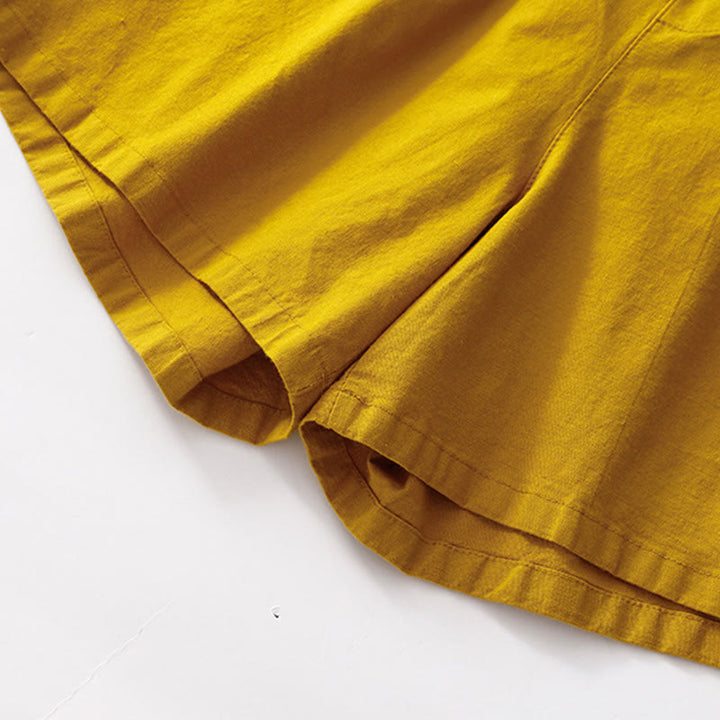Pantalones cortos informales de verano con estampado de Buddha Stones , de algodón y lino, con bolsillos para mujer