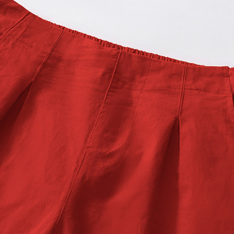 Pantalones cortos informales de verano con estampado de Buddha Stones , de algodón y lino, con bolsillos para mujer