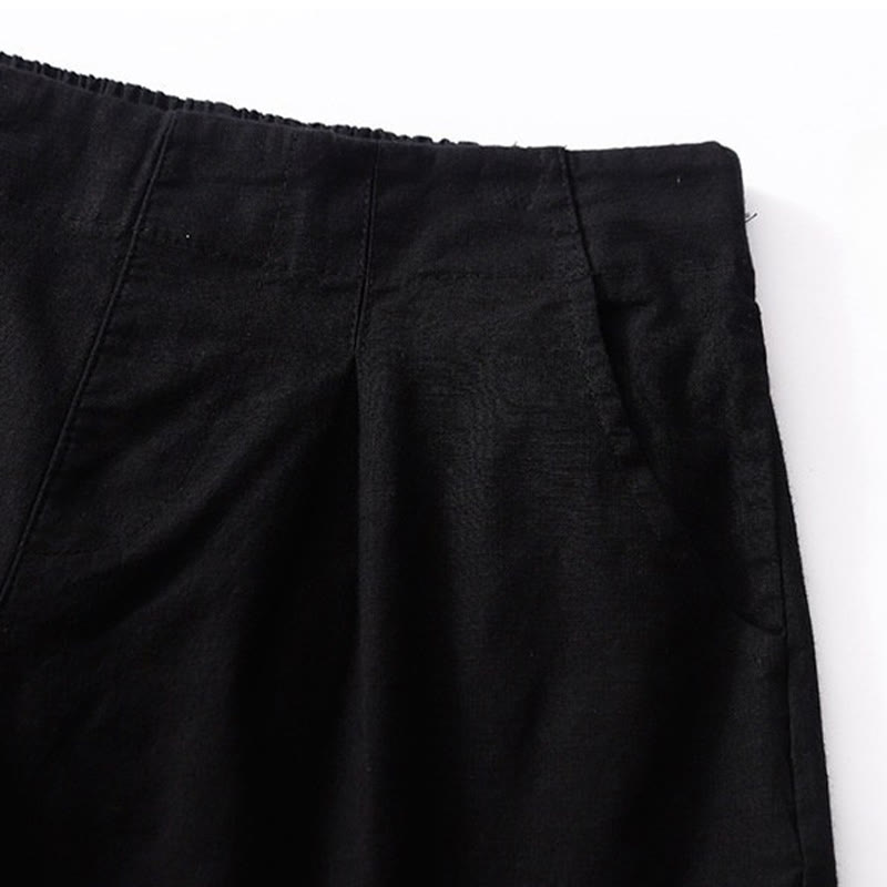 Pantalones cortos informales de verano con estampado de Buddha Stones , de algodón y lino, con bolsillos para mujer