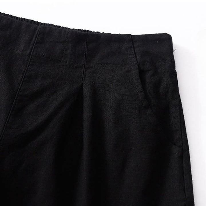 Pantalones cortos informales de verano con estampado de Buddha Stones , de algodón y lino, con bolsillos para mujer