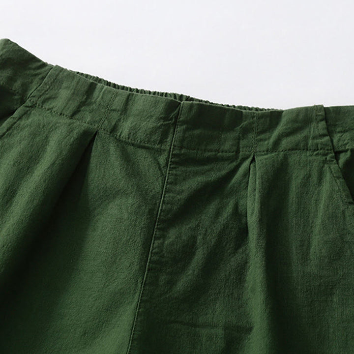 Pantalones cortos informales de verano con estampado de Buddha Stones , de algodón y lino, con bolsillos para mujer