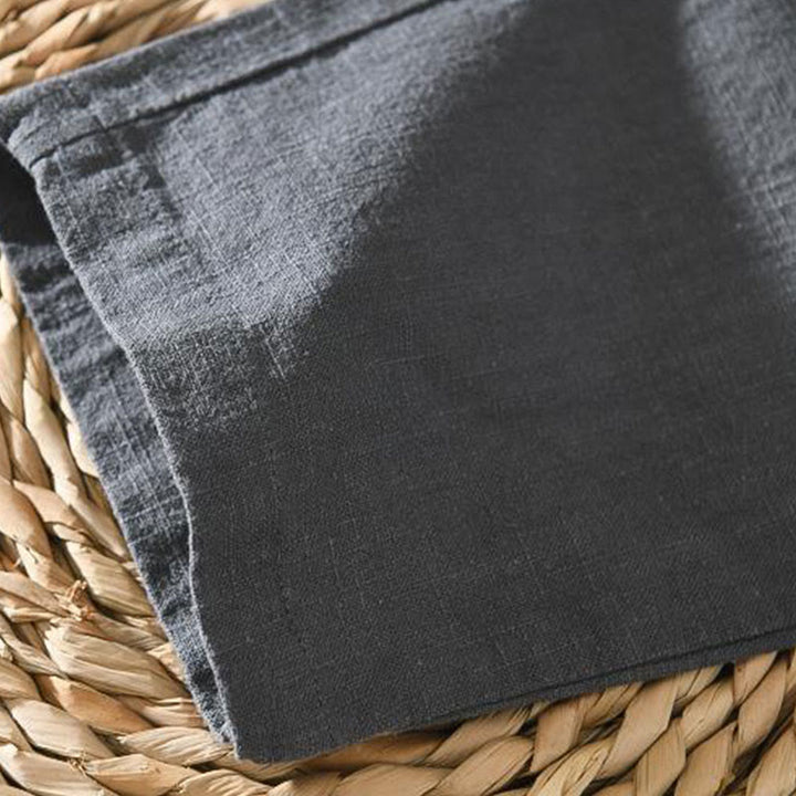 Pantalones casuales de verano Buddha Stones de lino y ramio con cordón y bolsillos para hombre