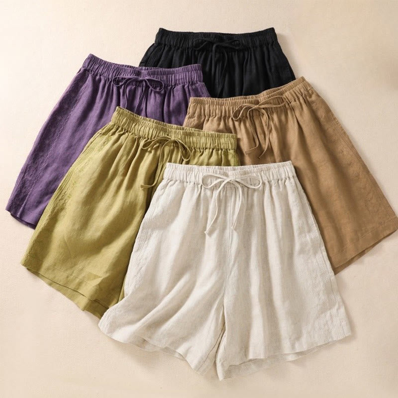 Pantalones cortos de mujer con cordón ajustable, bolsillos y estampado floral informal de Buddha Stones. - image 20